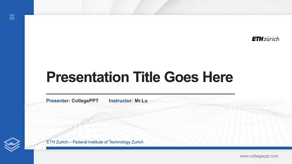 ETH Zurich – Federal Institute of Technology Zurich Thesis Proposal/Graduation Defense PPT Template16:9 ratio PPT effect preview image