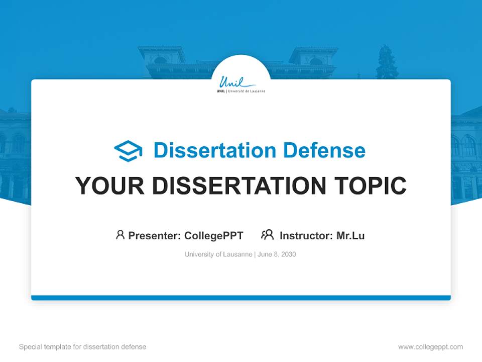 University of Lausanne Graduation Thesis Defense PPT Template4:3 ratio PPT effect preview image7
