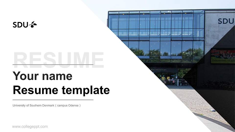 University of Southern Denmark（campus Odense） Resume PPT Template16:9 ratio PPT effect preview image
