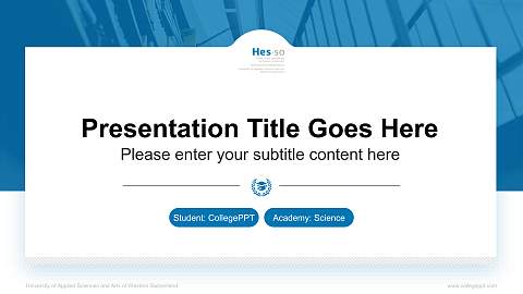 University of Applied Sciences and Arts of Western Switzerland National Scholarship Defense PPT Template