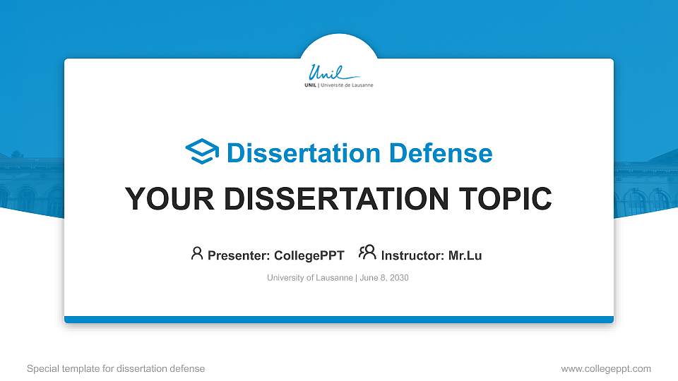 University of Lausanne Graduation Thesis Defense PPT Template16:9 ratio PPT effect preview image1