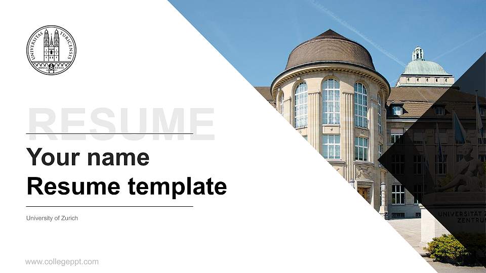 University of Zurich Resume PPT Template16:9 ratio PPT effect preview image1