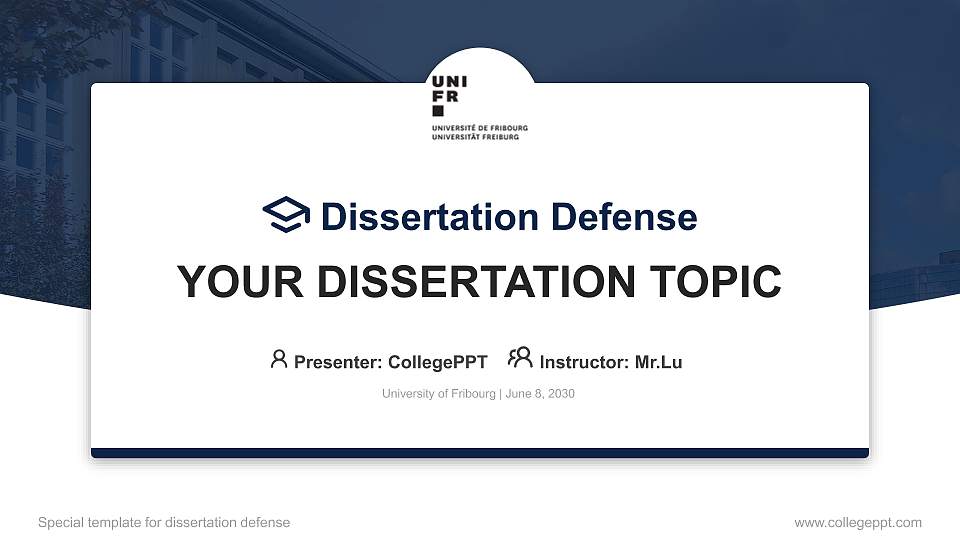 University of Fribourg Graduation Thesis Defense PPT Template16:9 ratio PPT effect preview image