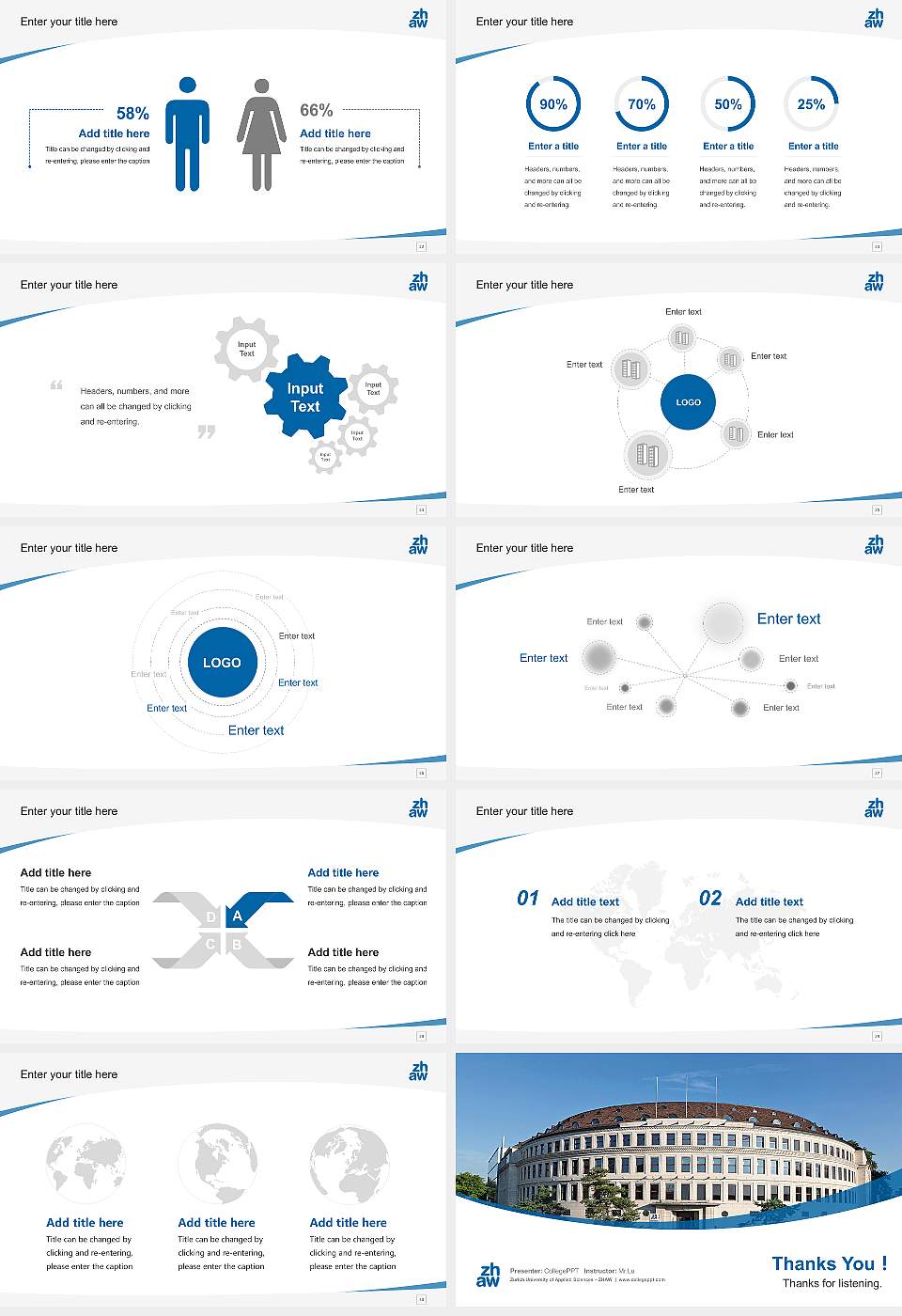 Zurich University of Applied Sciences – ZHAW Course/Courseware Creation PPT Template16:9 ratio PPT effect preview image4