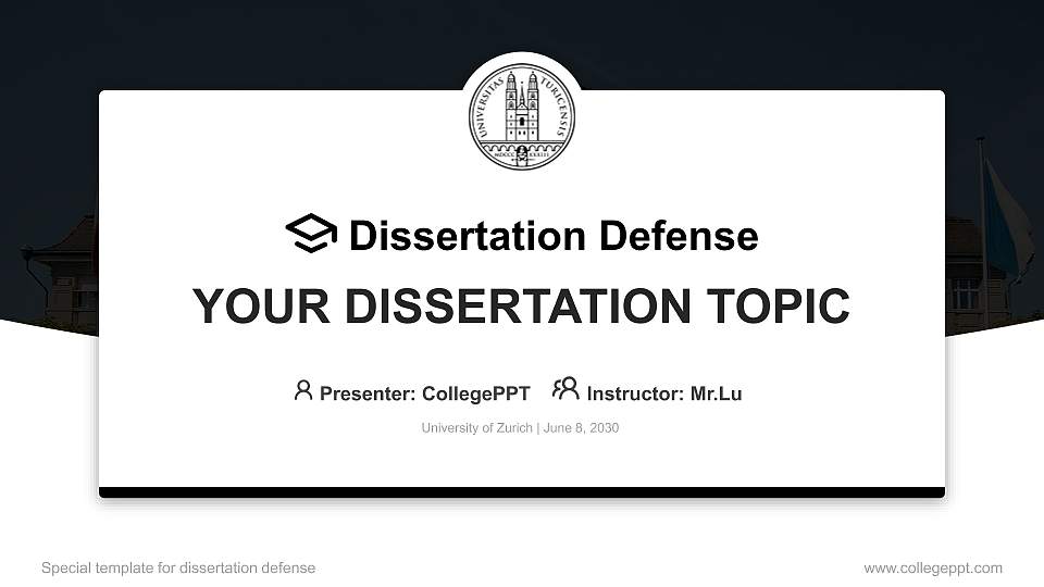 University of Zurich Graduation Thesis Defense PPT Template16:9 ratio PPT effect preview image