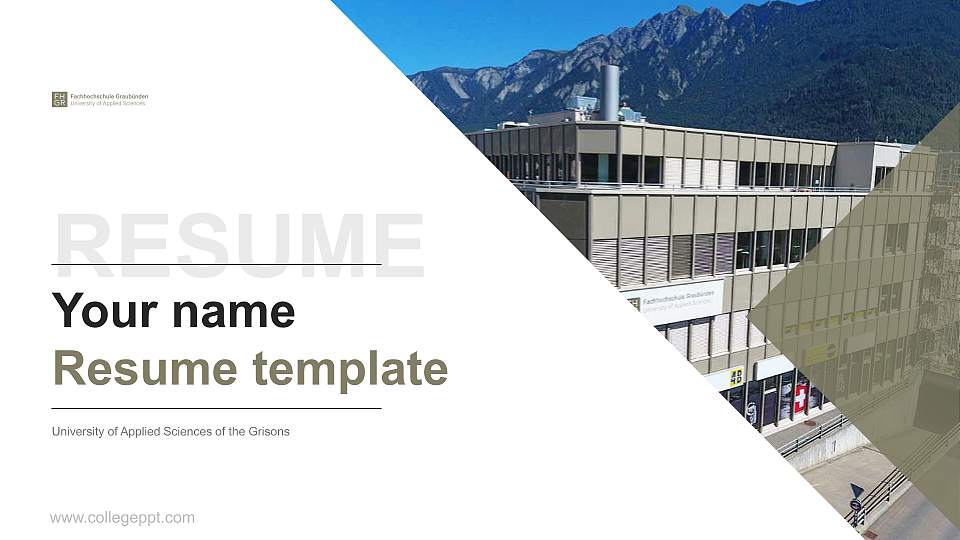 University of Applied Sciences of the Grisons Resume PPT Template16:9 ratio PPT effect preview image1