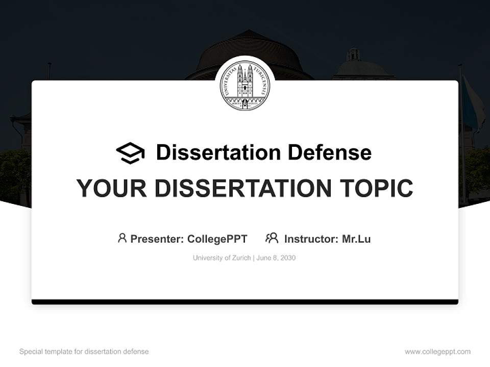 University of Zurich Graduation Thesis Defense PPT Template4:3 ratio PPT effect preview image7