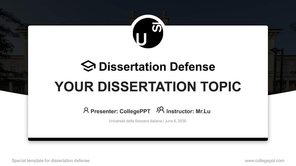 Università della Svizzera italiana Graduation Thesis Defense PPT Template16:9 ratio PPT effect preview image