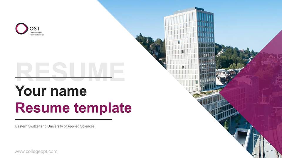 Eastern Switzerland University of Applied Sciences Resume PPT Template16:9 ratio PPT effect preview image