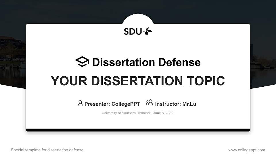 University of Southern Denmark Graduation Thesis Defense PPT Template16:9 ratio PPT effect preview image1