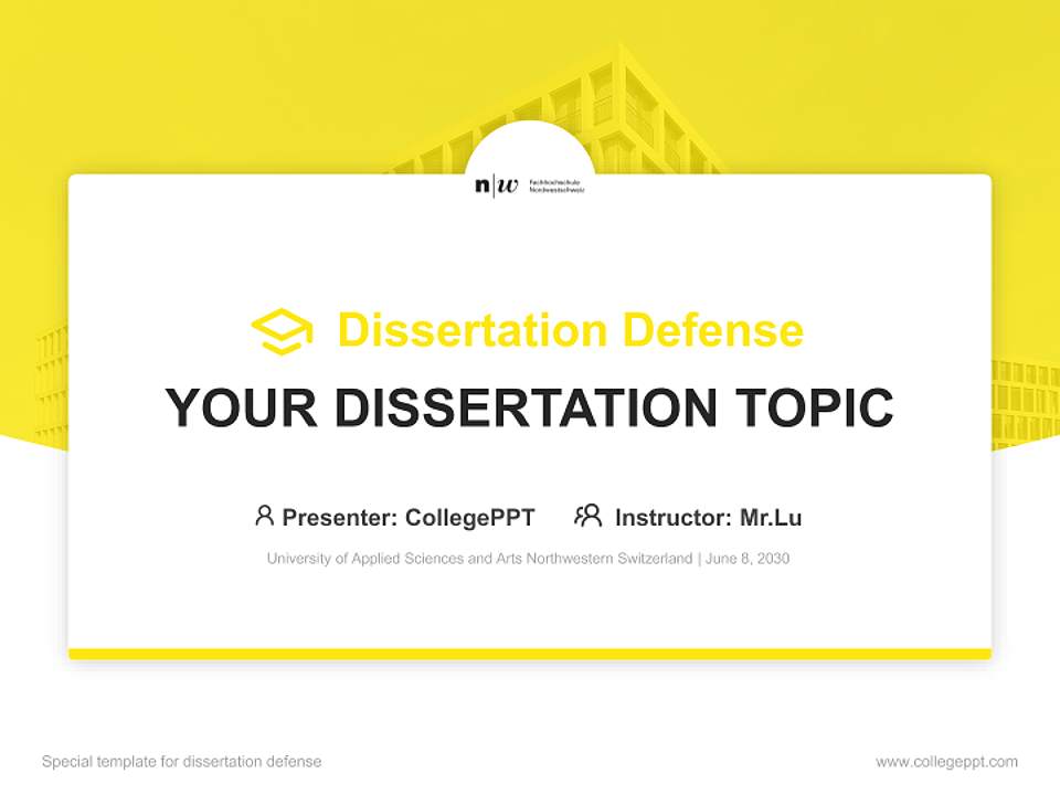 University of Applied Sciences and Arts Northwestern Switzerland Graduation Thesis Defense PPT Template4:3 ratio PPT effect preview image7