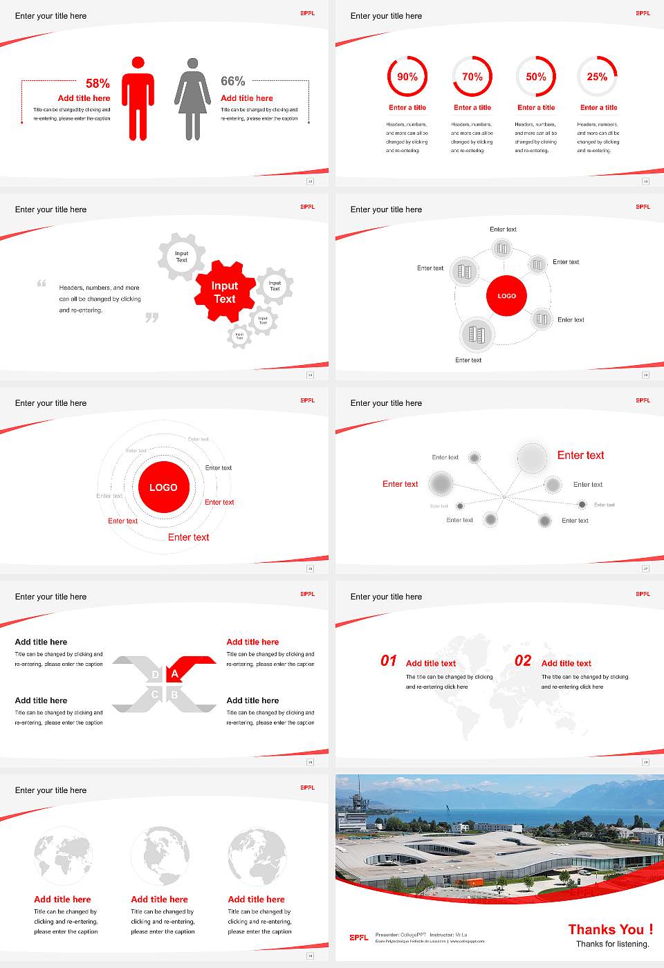École Polytechnique Fédérale de Lausanne Course/Courseware Creation PPT Template16:9 ratio PPT effect preview image4