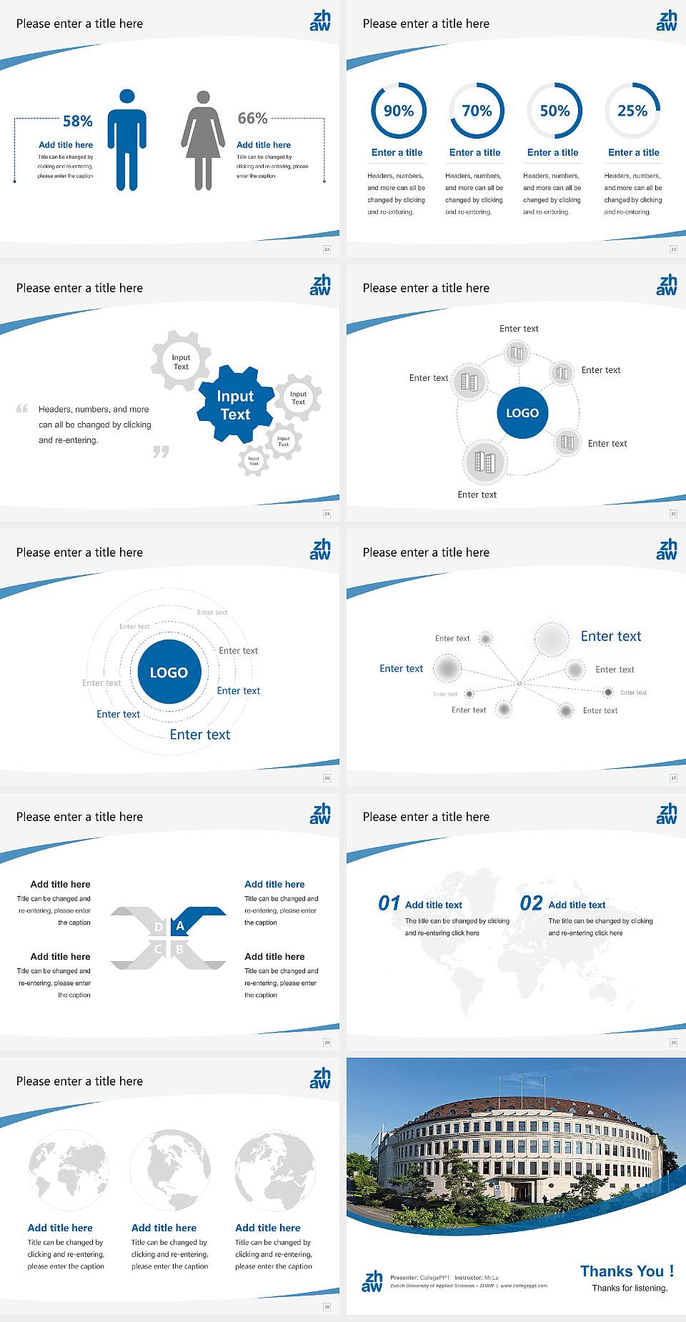 Zurich University of Applied Sciences – ZHAW Course/Courseware Creation PPT Template4:3 ratio PPT effect preview image4