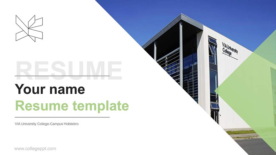 VIA University College-Campus Holstebro Resume PPT Template16:9 ratio PPT effect preview image