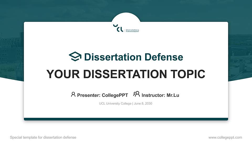 UCL University College Graduation Thesis Defense PPT Template16:9 ratio PPT effect preview image