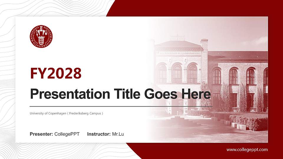 University of Copenhagen（Frederiksberg Campus） Academic Presentation/Research Findings Report PPT Template16:9 ratio PPT effect preview image