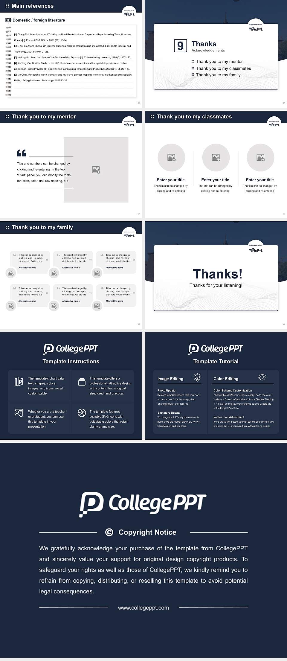 Metropolitan University College Graduation Thesis Defense PPT Template4:3 ratio PPT effect preview image7