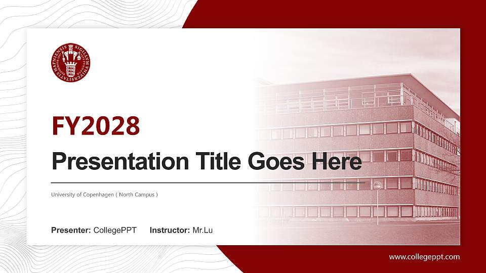 University of Copenhagen（North Campus） Academic Presentation/Research Findings Report PPT Template16:9 ratio PPT effect preview image1