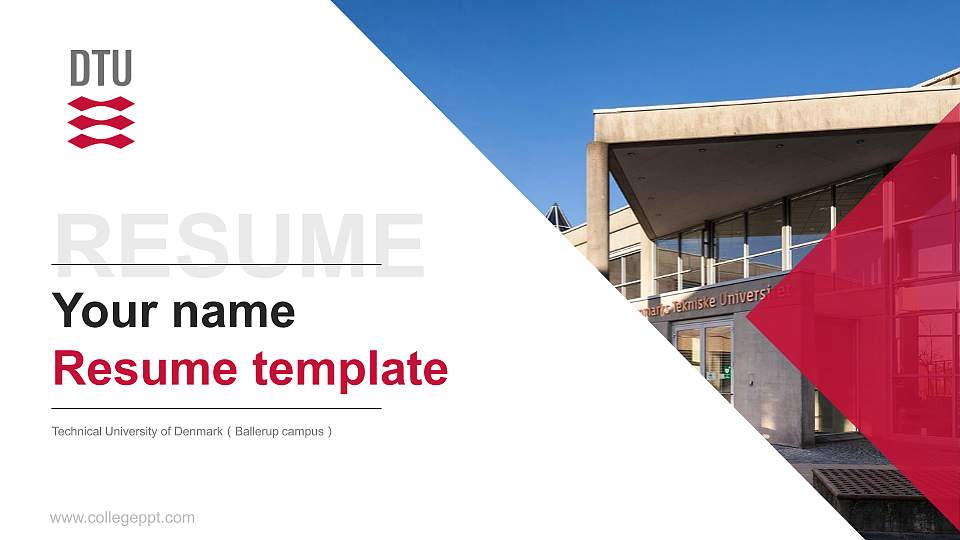 Technical University of Denmark（Ballerup campus） Resume PPT Template16:9 ratio PPT effect preview image