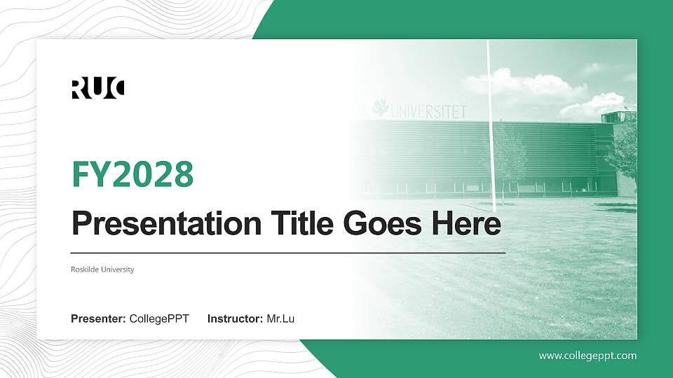 Roskilde University Academic Presentation/Research Findings Report PPT Template16:9 ratio PPT effect preview image