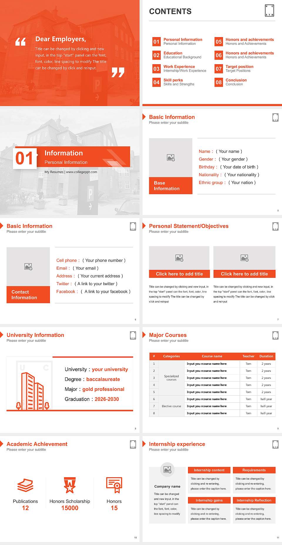 University College South Denmark Resume PPT Template4:3 ratio PPT effect preview image2