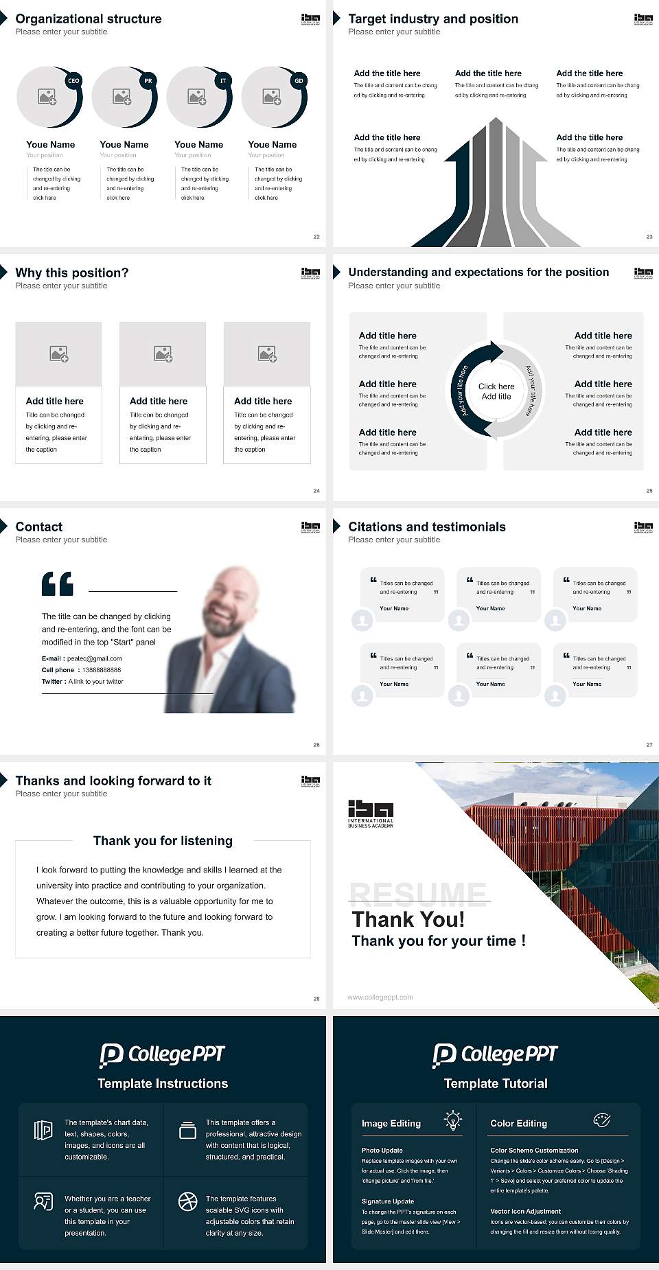 IBA International Business Academy Resume PPT Template4:3 ratio PPT effect preview image4