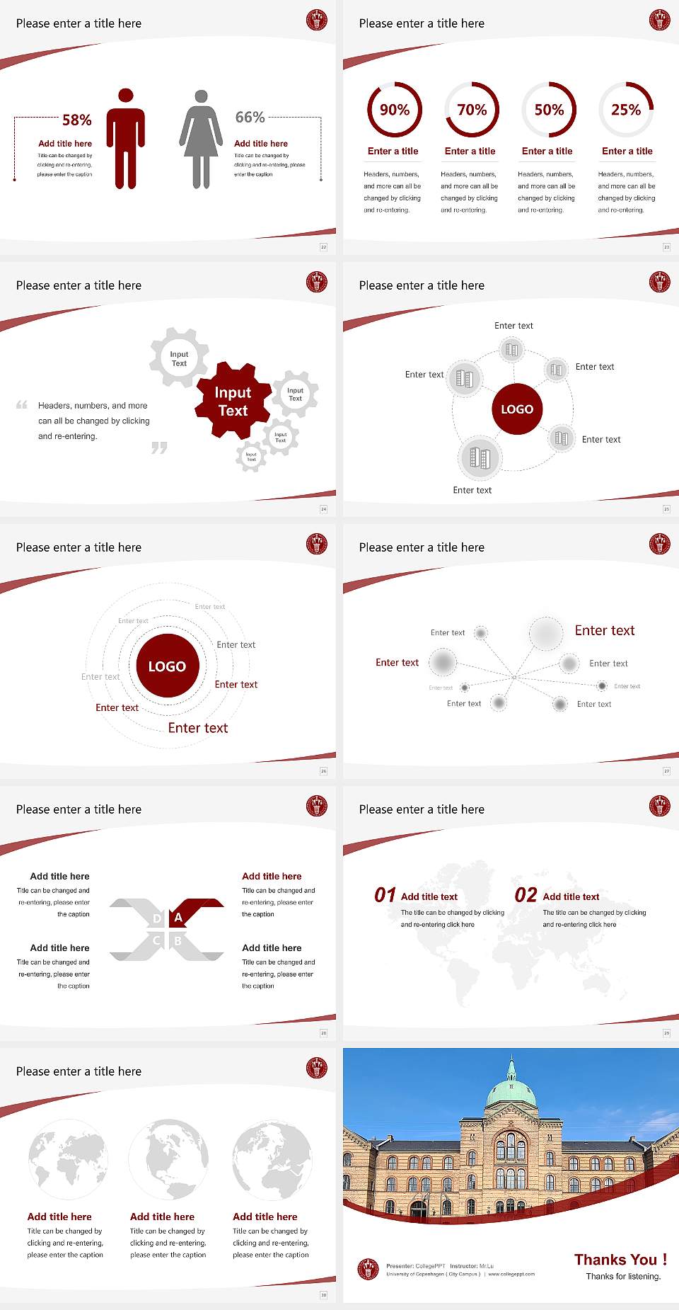University of Copenhagen（City Campus） Course/Courseware Creation PPT Template4:3 ratio PPT effect preview image4