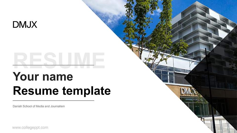 Danish School of Media and Journalism Resume PPT Template16:9 ratio PPT effect preview image