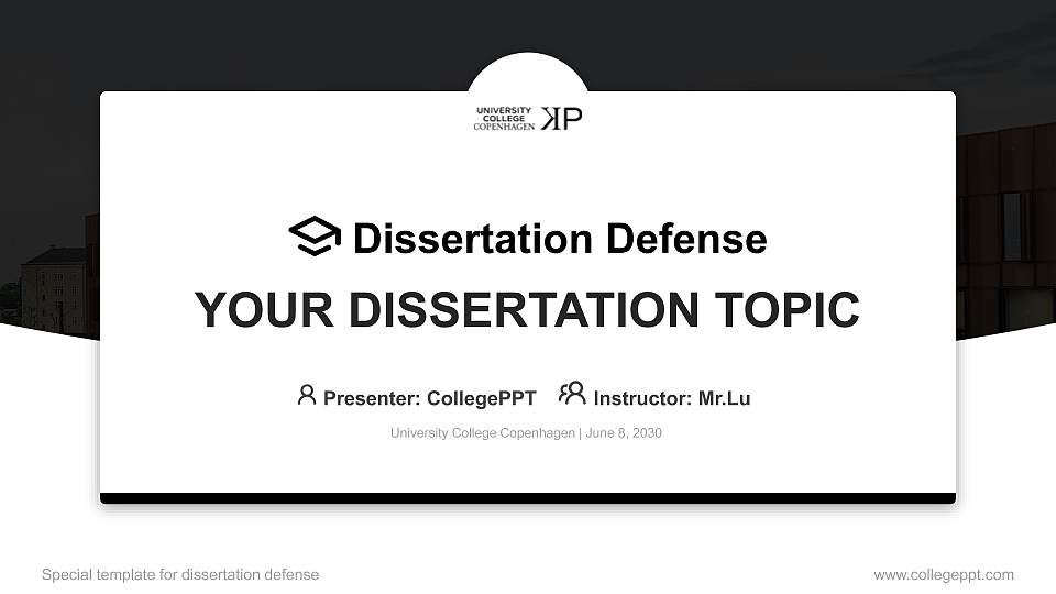 University College Copenhagen Graduation Thesis Defense PPT Template16:9 ratio PPT effect preview image1
