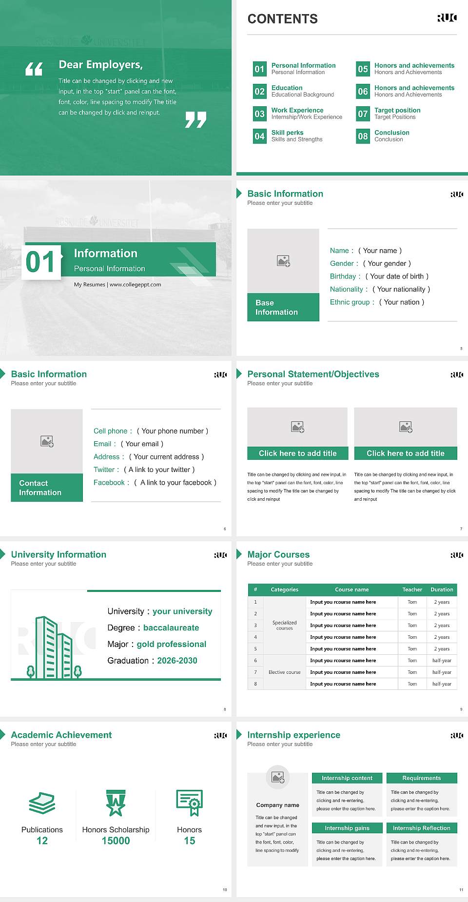 Roskilde University Resume PPT Template4:3 ratio PPT effect preview image2