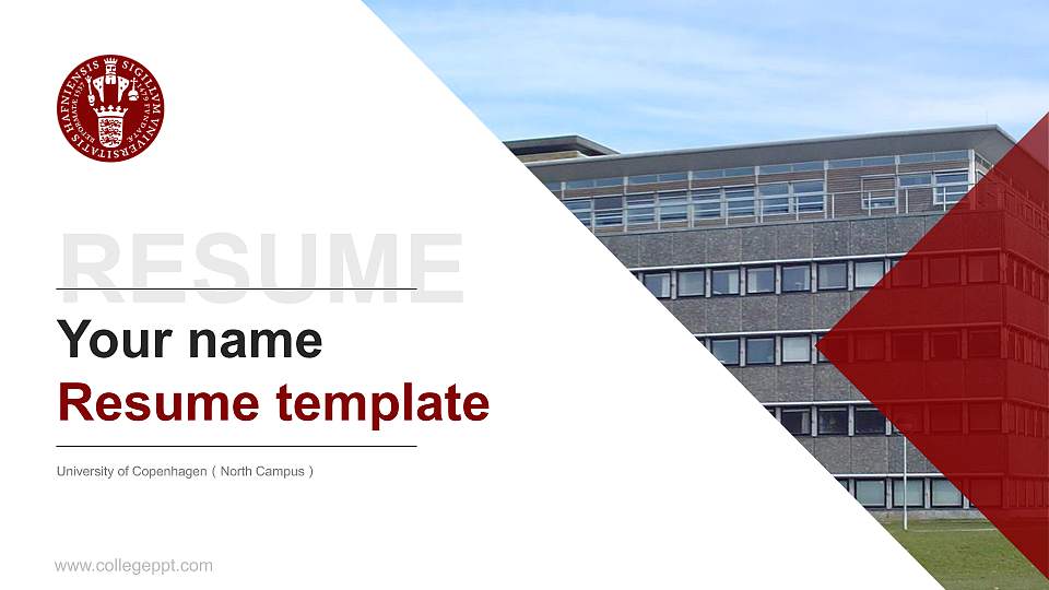 University of Copenhagen（North Campus） Resume PPT Template16:9 ratio PPT effect preview image