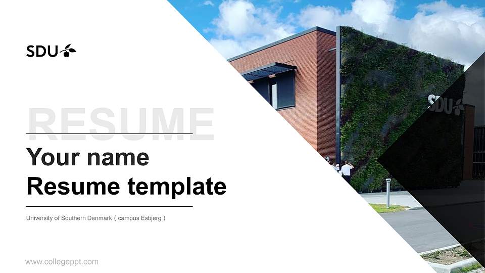 University of Southern Denmark（campus Esbjerg） Resume PPT Template16:9 ratio PPT effect preview image1