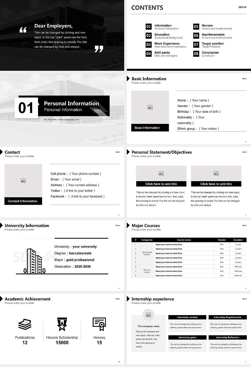 University of Southern Denmark（campus Esbjerg） Resume PPT Template16:9 ratio PPT effect preview image2