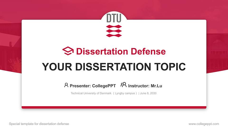 Technical University of Denmark （Lyngby campus） Graduation Thesis Defense PPT Template16:9 ratio PPT effect preview image