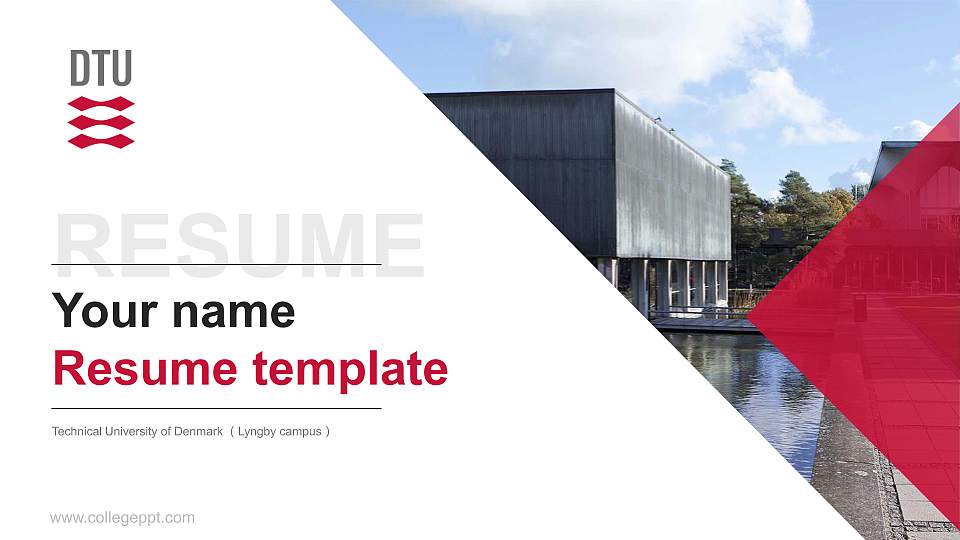 Technical University of Denmark （Lyngby campus） Resume PPT Template16:9 ratio PPT effect preview image1