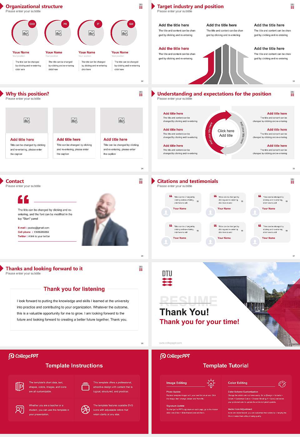 Technical University of Denmark （Lyngby campus） Resume PPT Template16:9 ratio PPT effect preview image4