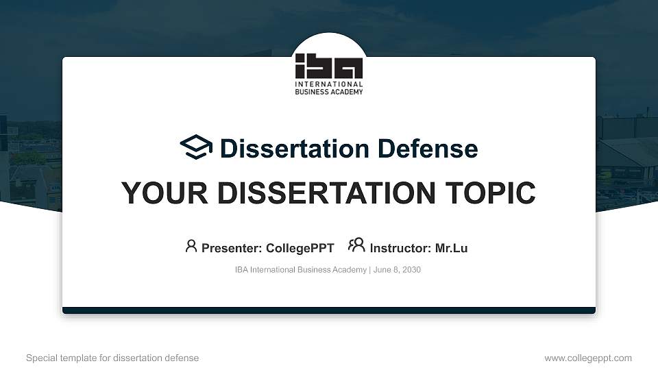 IBA International Business Academy Graduation Thesis Defense PPT Template16:9 ratio PPT effect preview image