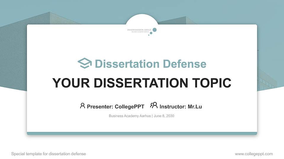 Business Academy Aarhus Graduation Thesis Defense PPT Template16:9 ratio PPT effect preview image
