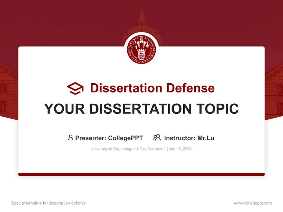 University of Copenhagen（City Campus） Graduation Thesis Defense PPT Template4:3 ratio PPT effect preview image7