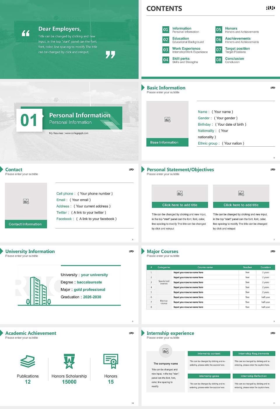 Roskilde University Resume PPT Template16:9 ratio PPT effect preview image2