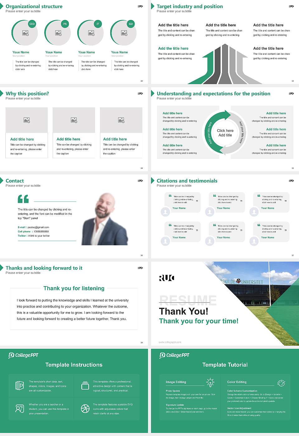 Roskilde University Resume PPT Template16:9 ratio PPT effect preview image4