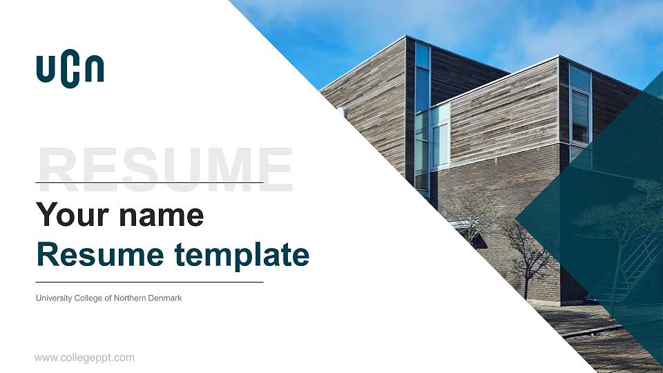 University College of Northern Denmark Resume PPT Template16:9 ratio PPT effect preview image