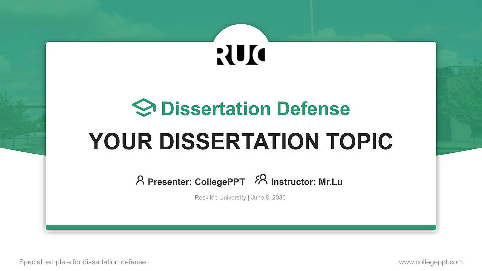 Roskilde University Graduation Thesis Defense PPT Template16:9 ratio PPT effect preview image