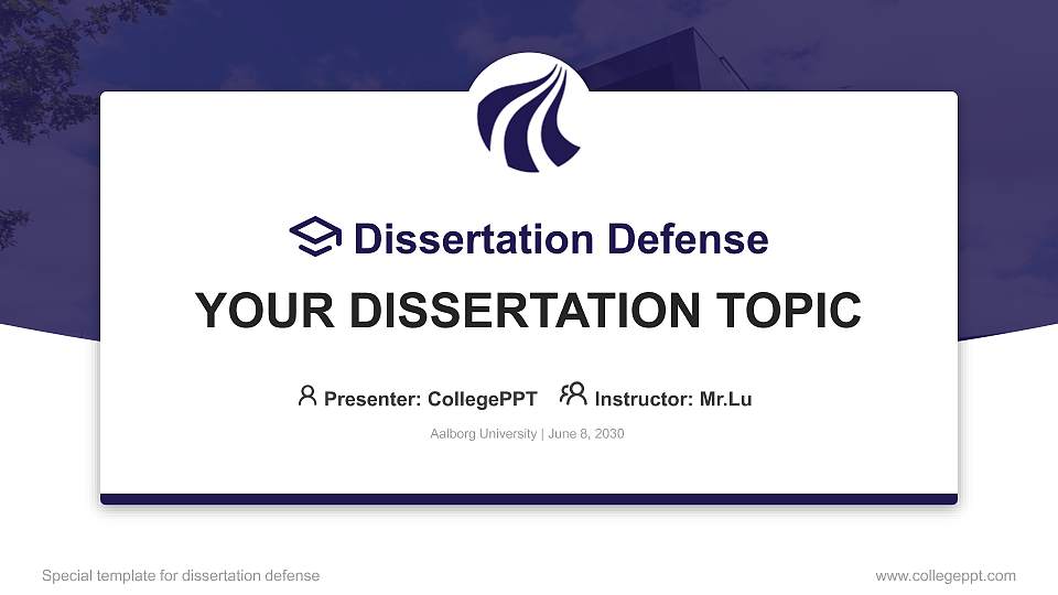 Aalborg University Graduation Thesis Defense PPT Template16:9 ratio PPT effect preview image