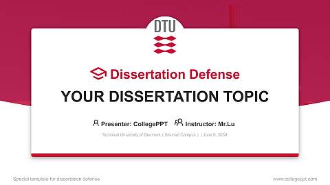 Technical University of Denmark（Sisimiut Campus） Graduation Thesis Defense PPT Template