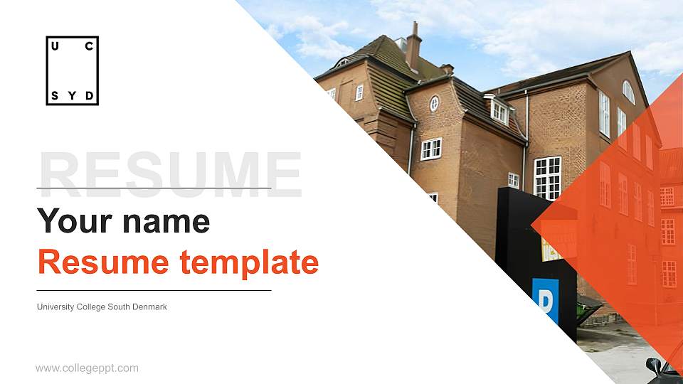 University College South Denmark Resume PPT Template16:9 ratio PPT effect preview image