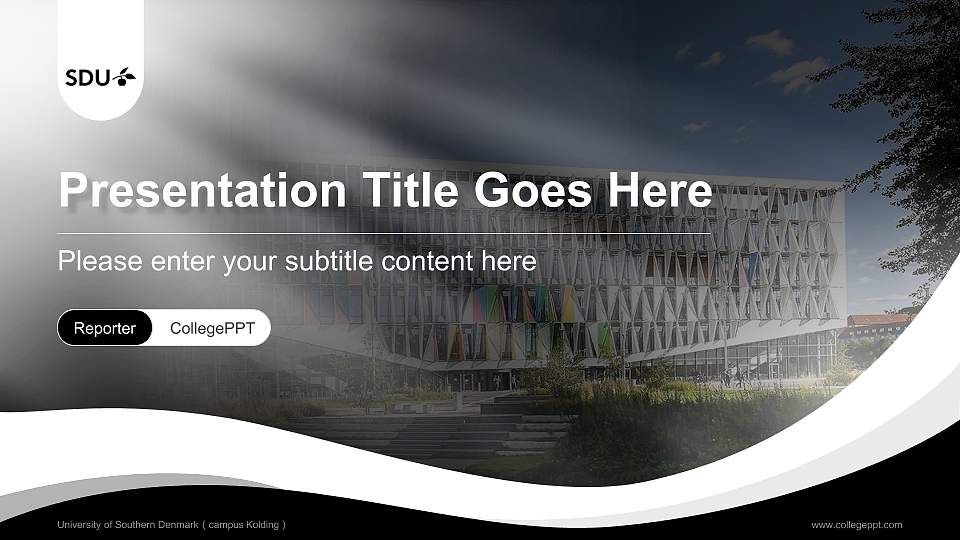 University of Southern Denmark（campus Kolding） Lecture Sharing and Networking Event PPT Template16:9 ratio PPT effect preview image