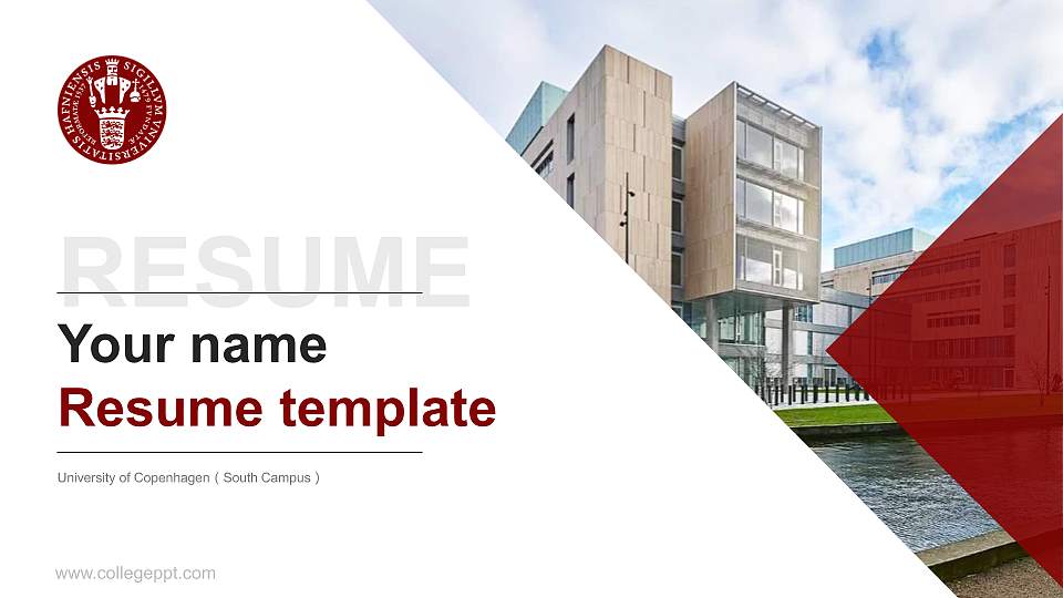 University of Copenhagen（South Campus） Resume PPT Template16:9 ratio PPT effect preview image
