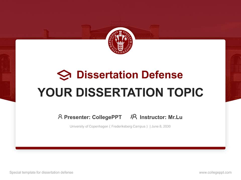 University of Copenhagen（Frederiksberg Campus） Graduation Thesis Defense PPT Template4:3 ratio PPT effect preview image7