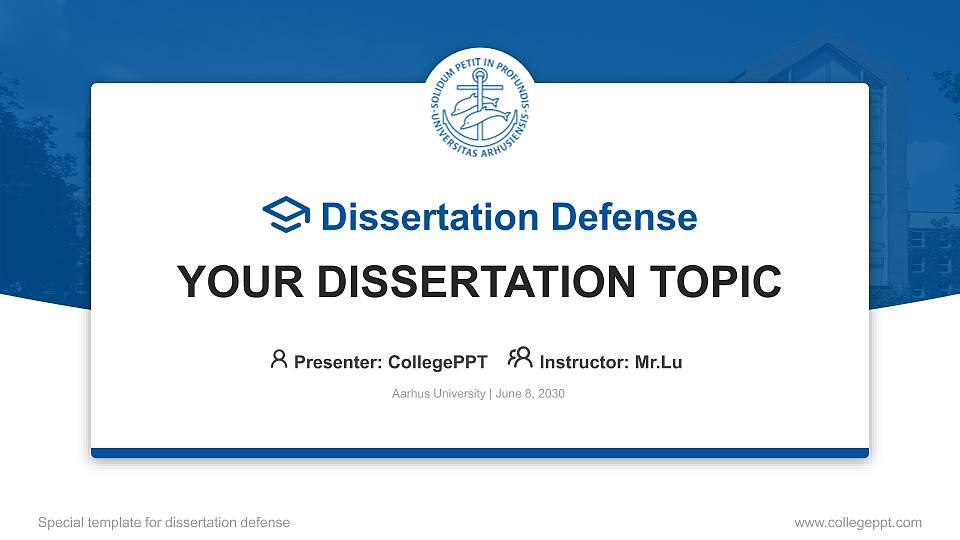 Aarhus University Graduation Thesis Defense PPT Template16:9 ratio PPT effect preview image